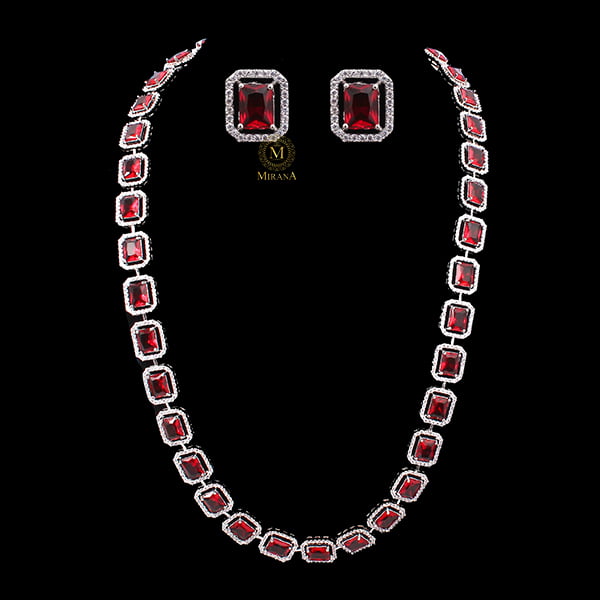 Octo Red Designer Long Necklace Set