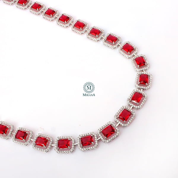 Octo Red Designer Long Necklace Set