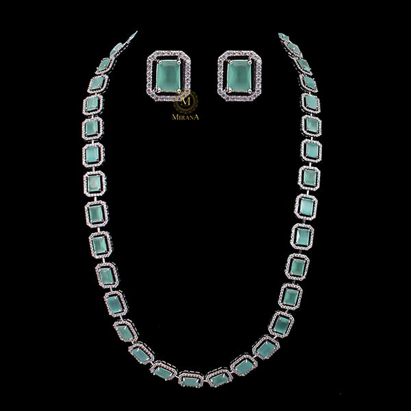 Octo Pastel Green Designer Long Necklace Set