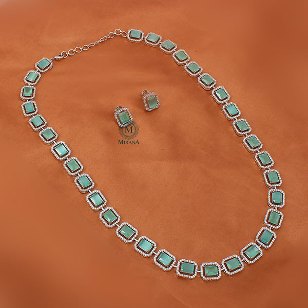 Octo Pastel Green Designer Long Necklace Set