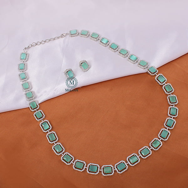 Octo Pastel Green Designer Long Necklace Set