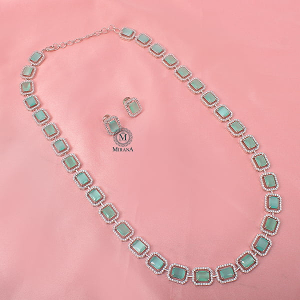 Octo Pastel Green Designer Long Necklace Set