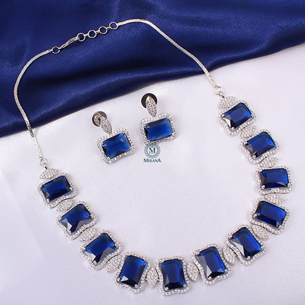 Gigi Sapphire Blue Designer Necklace Set
