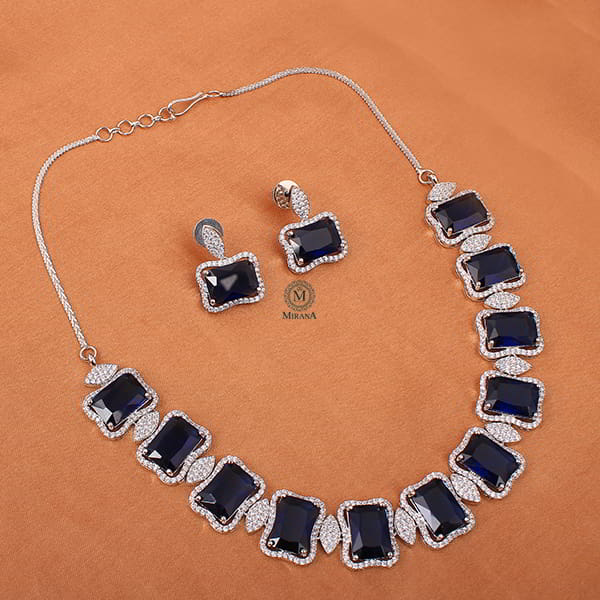 Gigi Sapphire Blue Designer Necklace Set
