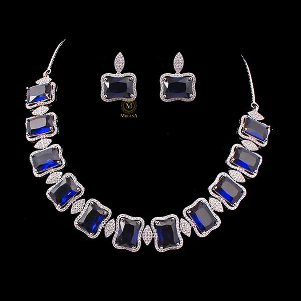 Gigi Sapphire Blue Designer Necklace Set