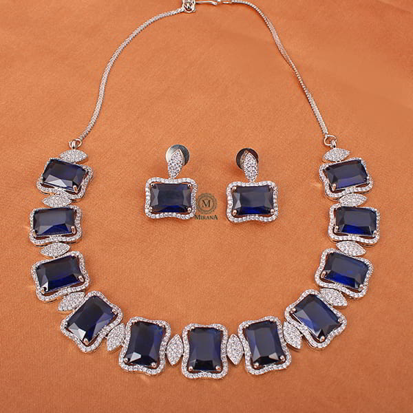 Gigi Sapphire Blue Designer Necklace Set