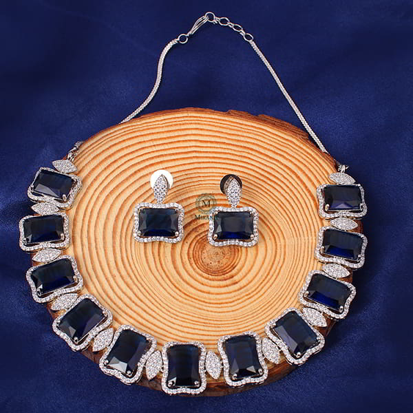Gigi Sapphire Blue Designer Necklace Set