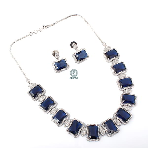 Gigi Sapphire Blue Designer Necklace Set