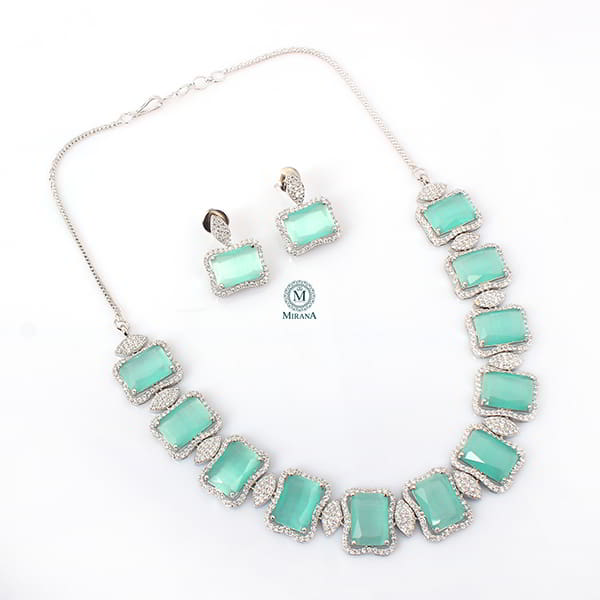 Gigi Pastel Green Designer Necklace Set