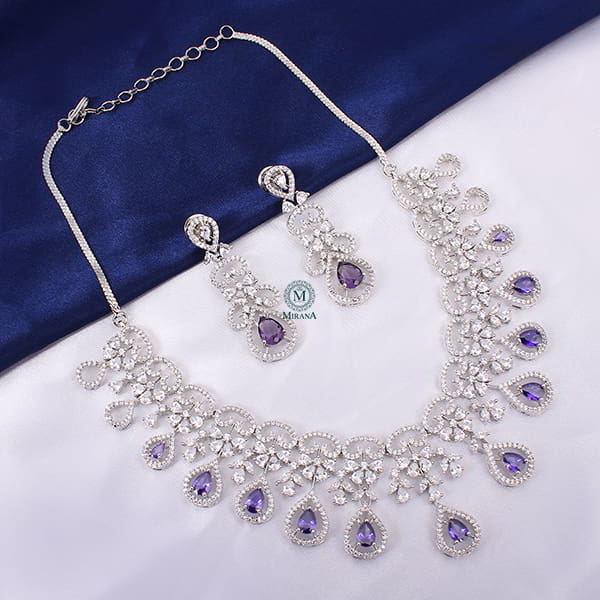 Martia Lavender CZ Designer Necklace Set