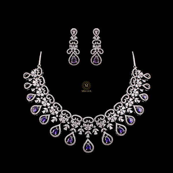 Martia Lavender CZ Designer Necklace Set