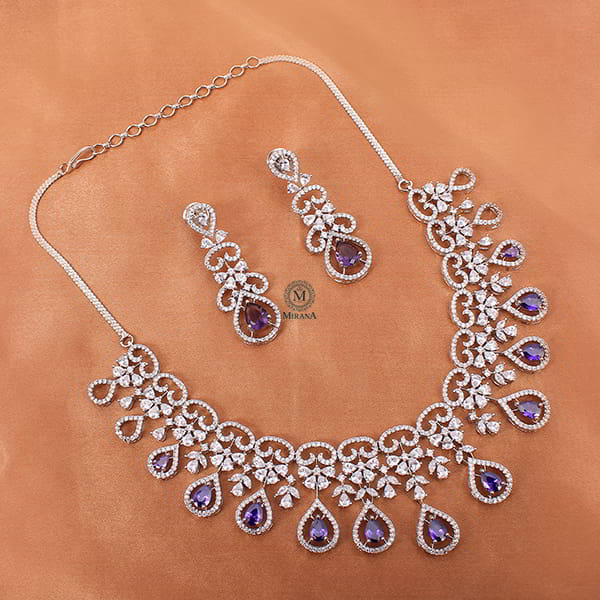 Martia Lavender CZ Designer Necklace Set