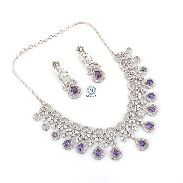 Martia Lavender CZ Designer Necklace Set