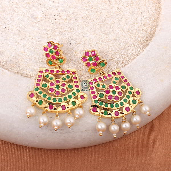 Rajwadi Ruby Green Pearl Jadau Necklace Set