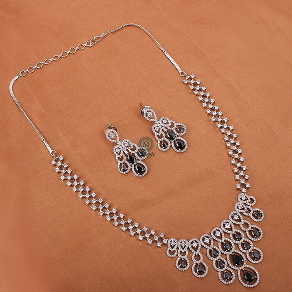 Daisy Black CZ Designer Necklace Set