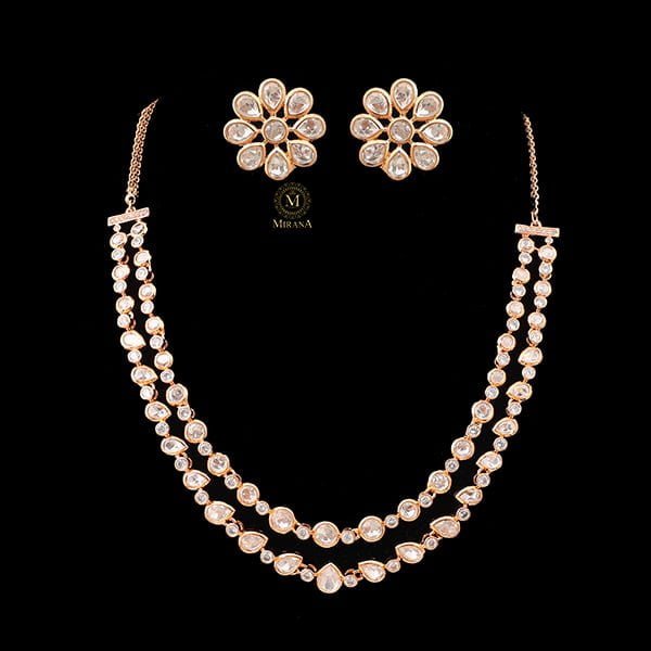 Shaisha Double Layered Uncut Polki Necklace Set