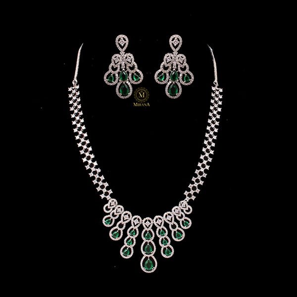Daisy Emerald Green Designer Necklace Set