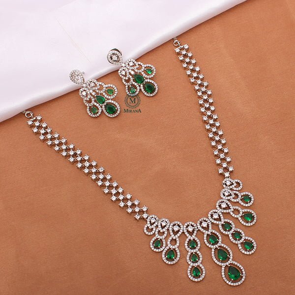Daisy Emerald Green Designer Necklace Set