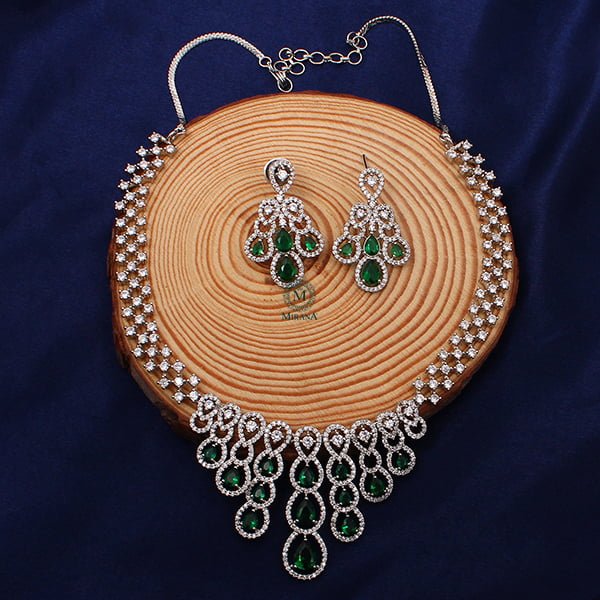 Daisy Emerald Green Designer Necklace Set