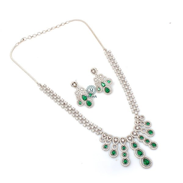 Daisy Emerald Green Designer Necklace Set