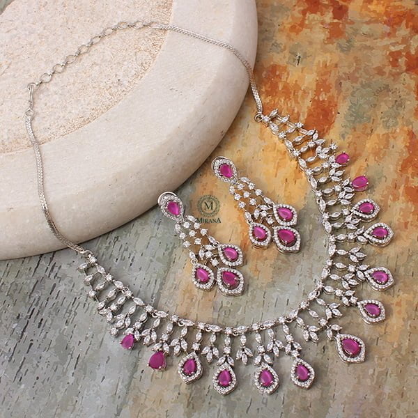 Gracy Ruby CZ Designer Necklace Set