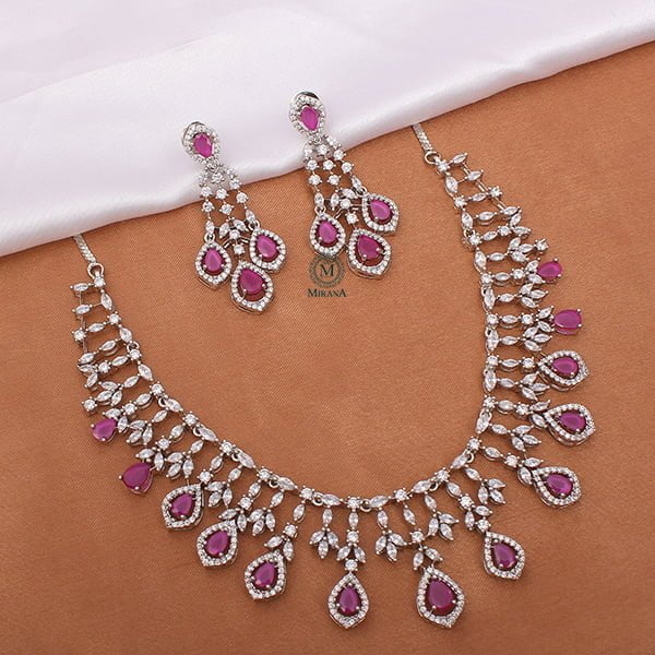 Gracy Ruby CZ Designer Necklace Set