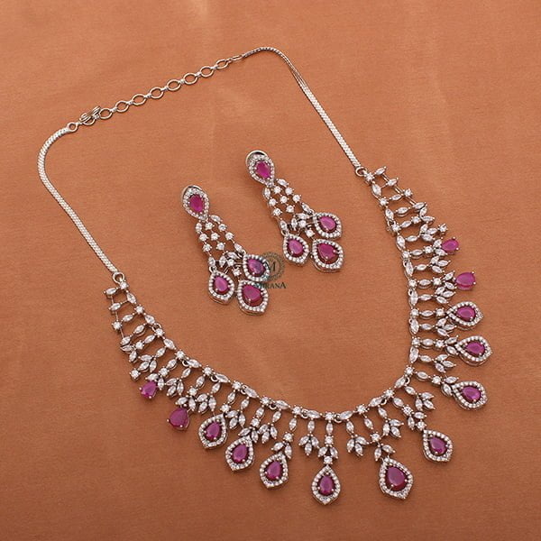 Gracy Ruby CZ Designer Necklace Set