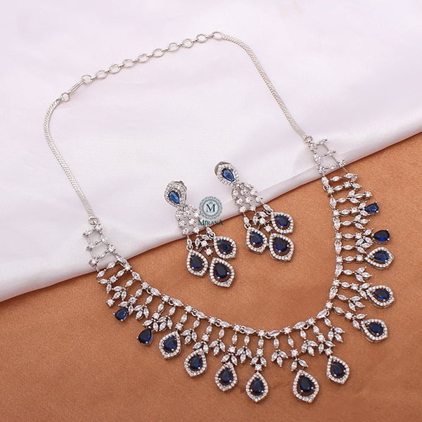 Gracy Sapphire Blue CZ Designer Necklace Set