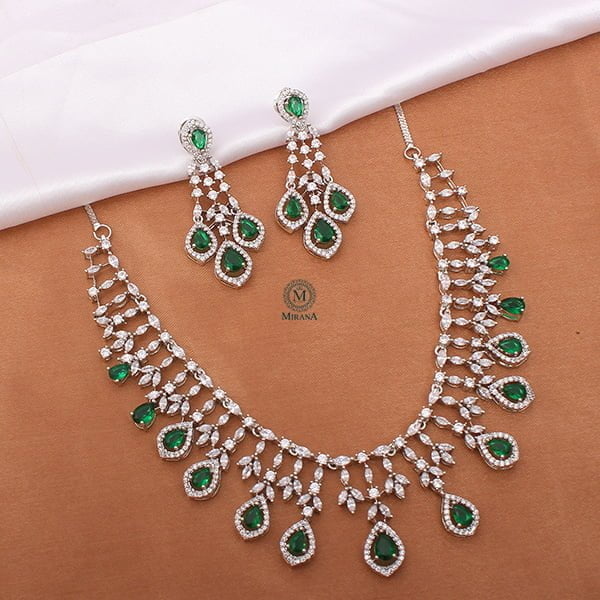 Gracy Emerald Green CZ Designer Necklace Set