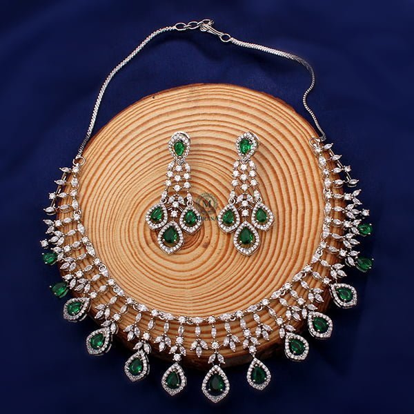 Gracy Emerald Green CZ Designer Necklace Set