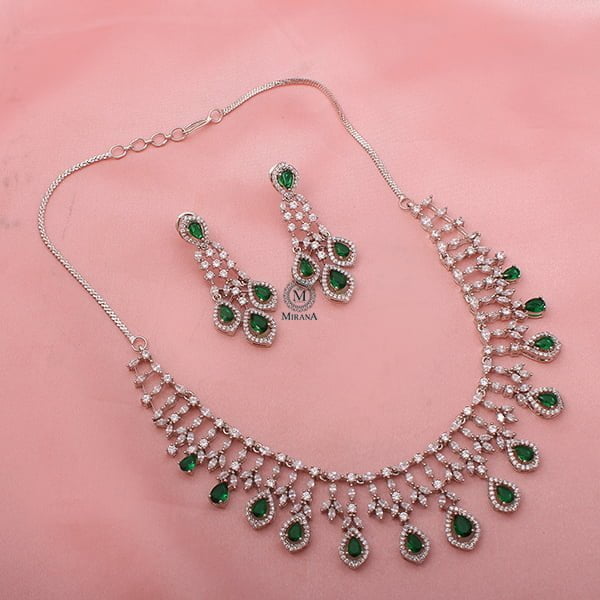 Gracy Emerald Green CZ Designer Necklace Set