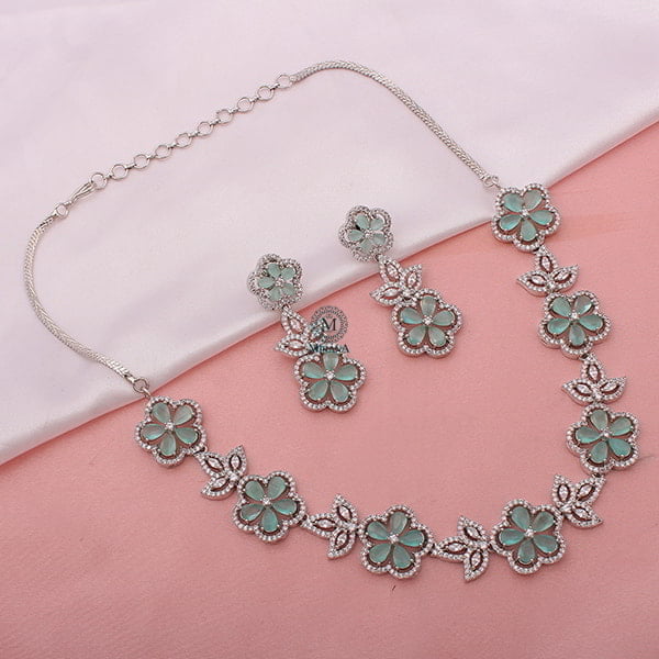 Neysa Pastel Green CZ Designer Necklace Set