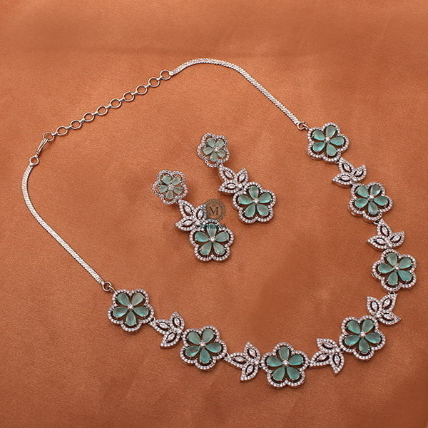 Neysa Pastel Green CZ Designer Necklace Set