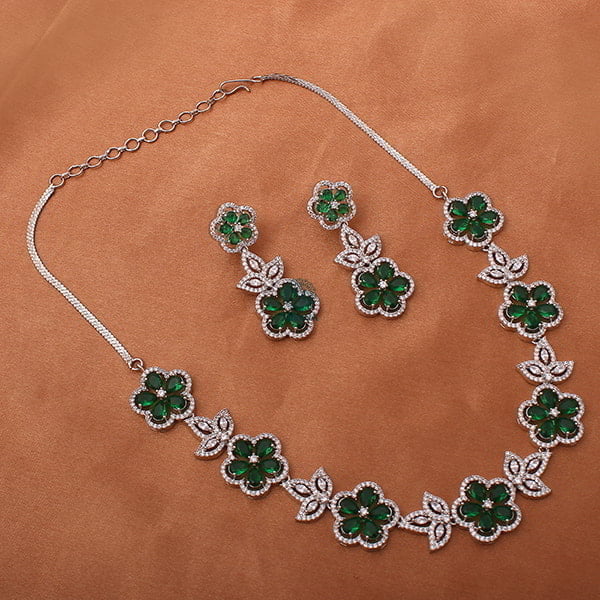 Neysa Emerald Green CZ Designer Necklace Set