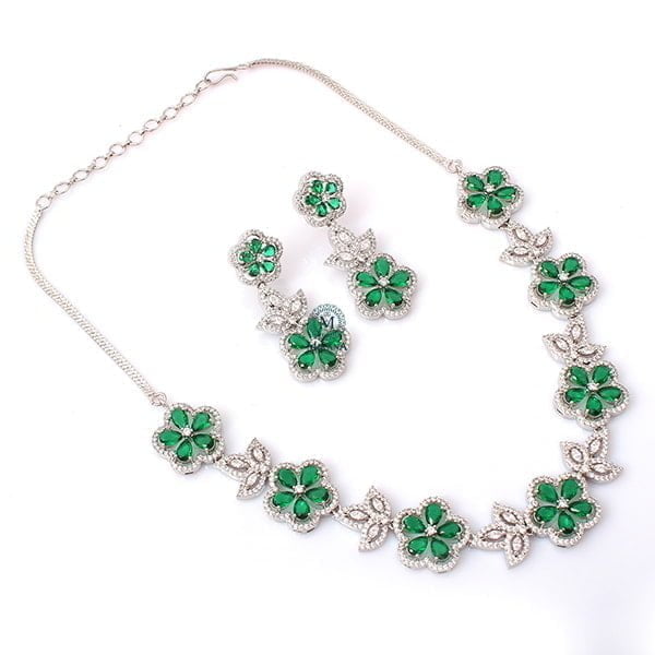 Neysa Emerald Green CZ Designer Necklace Set