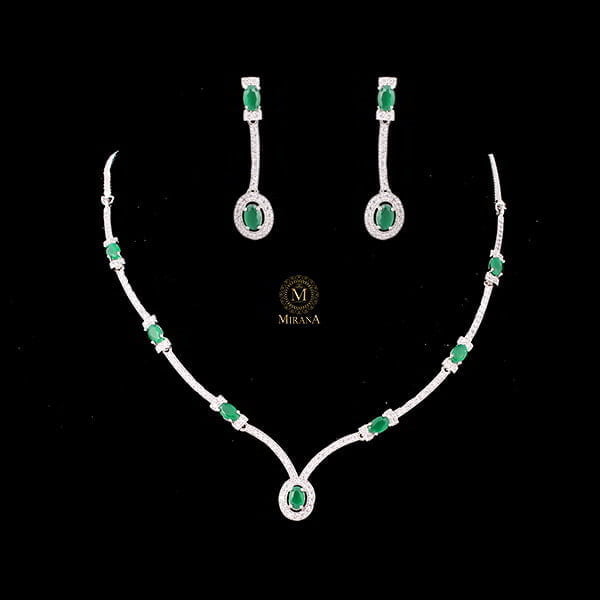 Rubans Green Designer Necklace Set