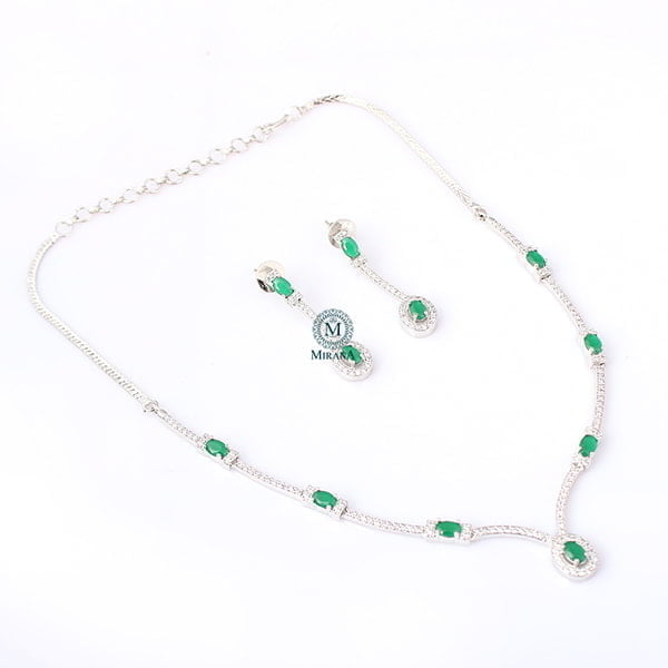 Rubans Green Designer Necklace Set