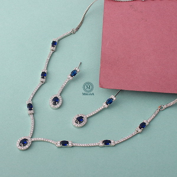 Rubans Sapphire Blue Designer Necklace Set