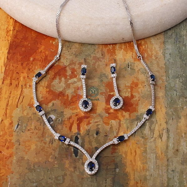 Rubans Sapphire Blue Designer Necklace Set