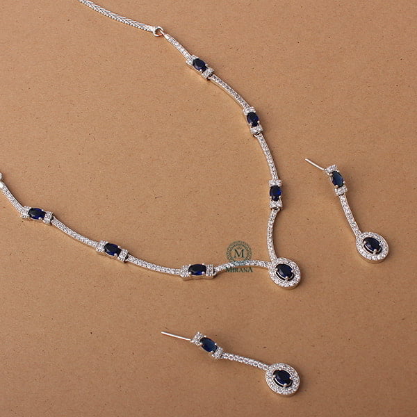 Rubans Sapphire Blue Designer Necklace Set