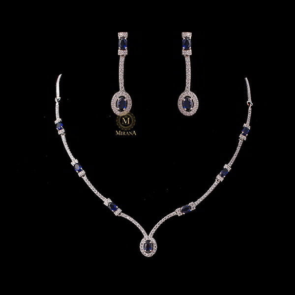 Rubans Sapphire Blue Designer Necklace Set