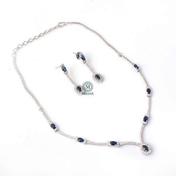 Rubans Sapphire Blue Designer Necklace Set