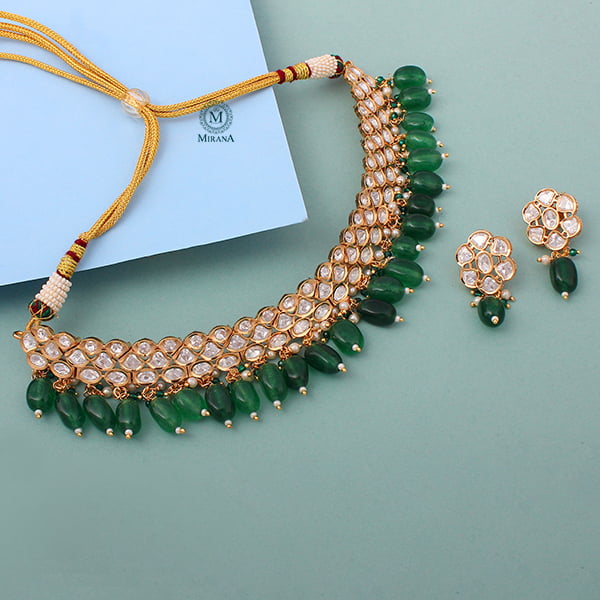 Akshita Emerald Green Polki Choker Set