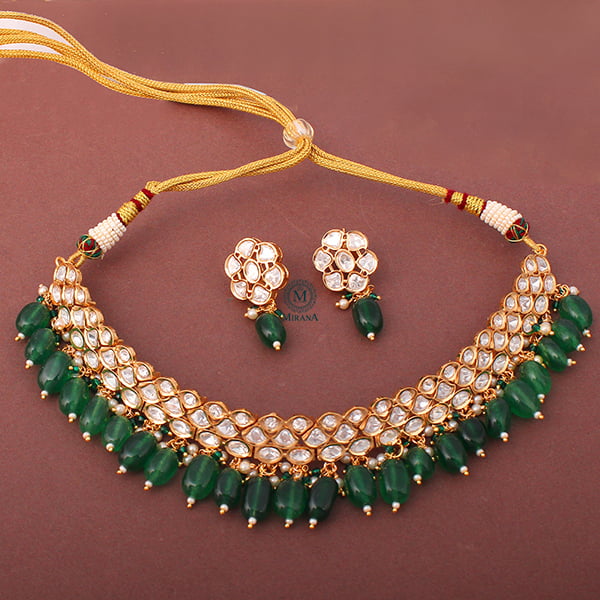 Akshita Emerald Green Polki Choker Set