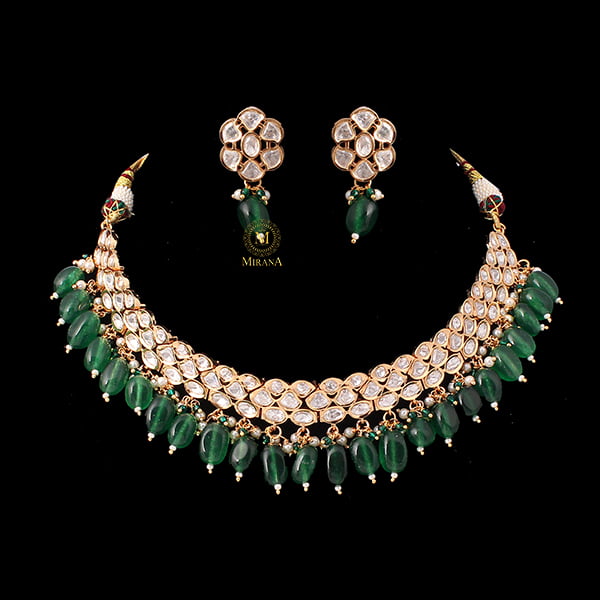 Akshita Emerald Green Polki Choker Set