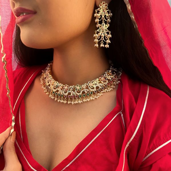 Diya Rajwadi Multi Color Jadau Necklace Set