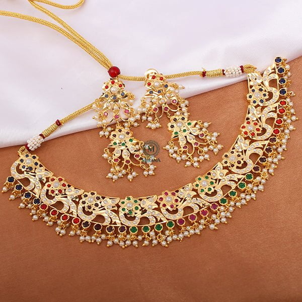 Diya Rajwadi Multi Color Jadau Necklace Set