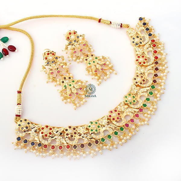 Diya Rajwadi Multi Color Jadau Necklace Set