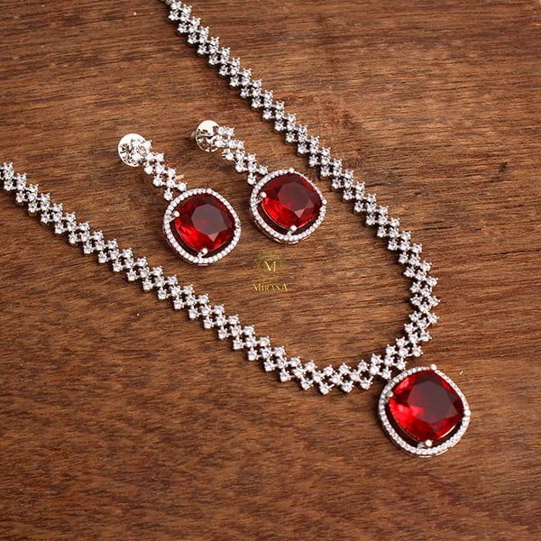 Nomisha Red Color Designer Necklace Set