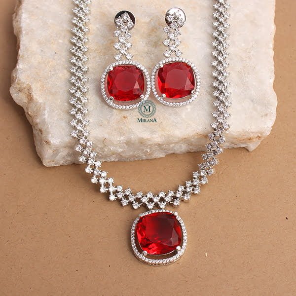 Nomisha Red Color Designer Necklace Set